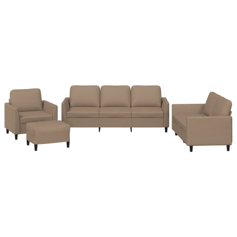4-osobowa sofa z poduszkami, cappuccino, sztuczna skóra