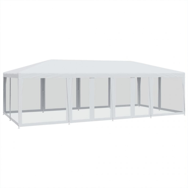 Namiot imprezowy z 12 ścianami z siatki, biały, 8x4 m, HDPE