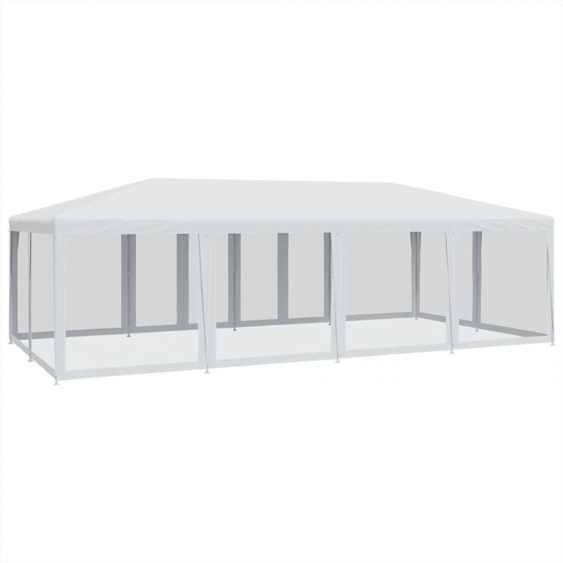 Namiot imprezowy z 12 ścianami z siatki, biały, 8x4 m, HDPE