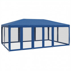Namiot imprezowy z 10 ścianami z siatki, niebieski, 6x4 m, HDPE