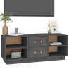 Szafka pod TV, szara, 100x34x40 cm, lite drewno sosnowe