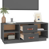 Szafka pod TV, szara, 100x34x40 cm, lite drewno sosnowe