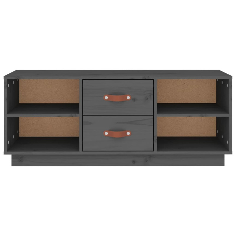 Szafka pod TV, szara, 100x34x40 cm, lite drewno sosnowe