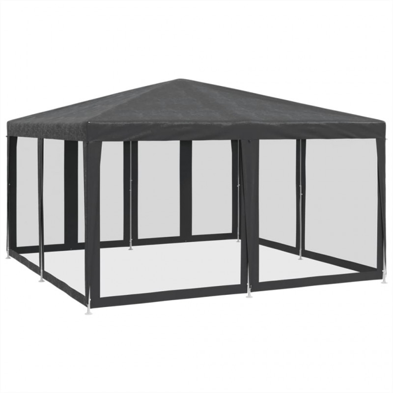 Namiot imprezowy z 8 ścianami z siatki, antracyt, 4x4 m, HDPE