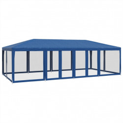 Namiot imprezowy z 12 ścianami z siatki, niebieski, 8x4 m, HDPE