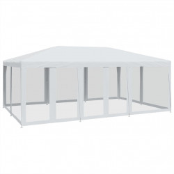 Namiot imprezowy z 10 ścianami z siatki, biały, 6x4 m, HDPE