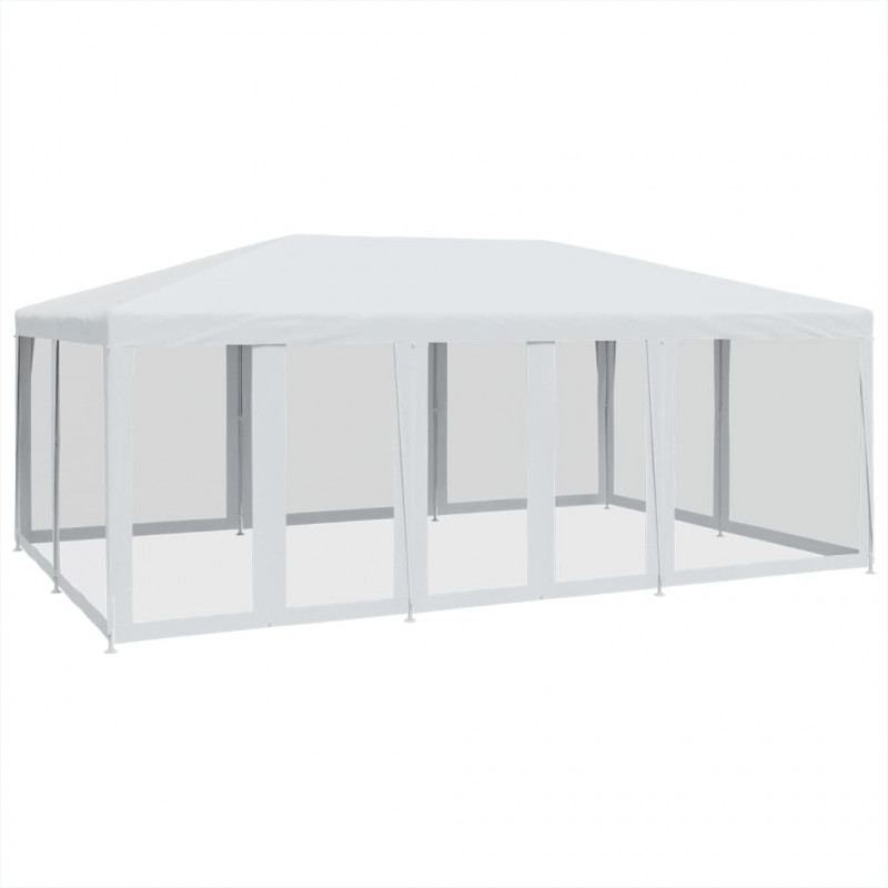 Namiot imprezowy z 10 ścianami z siatki, biały, 6x4 m, HDPE