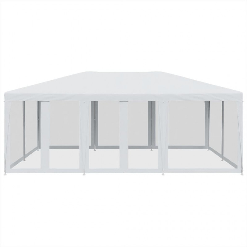 Namiot imprezowy z 10 ścianami z siatki, biały, 6x4 m, HDPE
