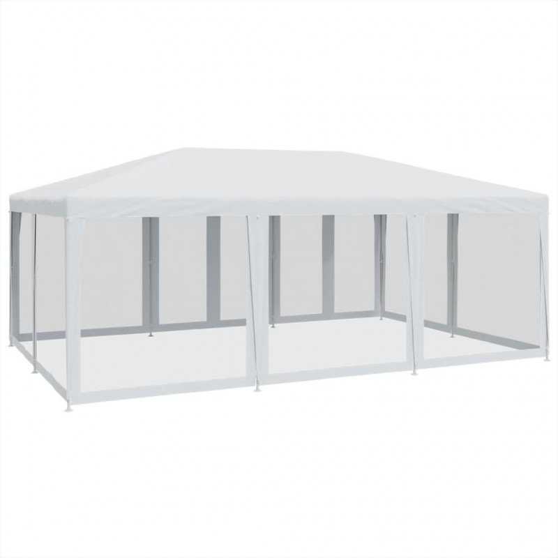 Namiot imprezowy z 10 ścianami z siatki, biały, 6x4 m, HDPE