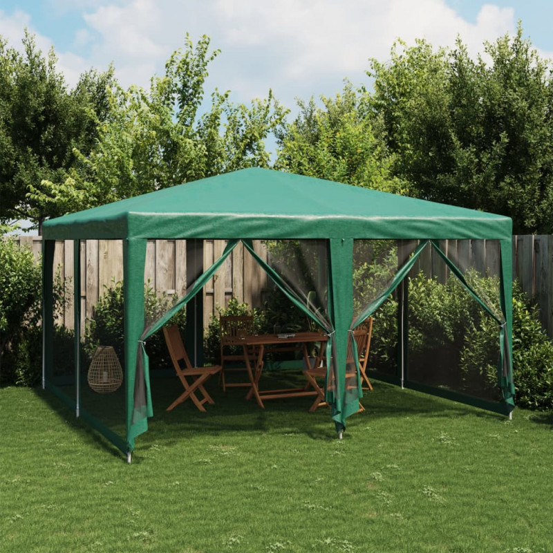 Namiot imprezowy z 8 ścianami z siatki, zielony, 4x4 m, HDPE