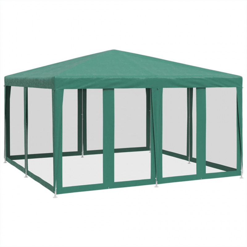 Namiot imprezowy z 8 ścianami z siatki, zielony, 4x4 m, HDPE