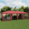 Namiot imprezowy z 12 ścianami z siatki, czerwony, 8x4 m, HDPE