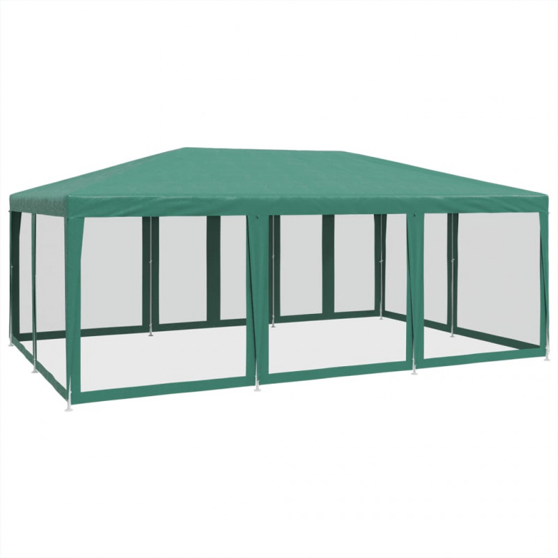 Namiot imprezowy z 10 ścianami z siatki, zielony, 6x4 m, HDPE