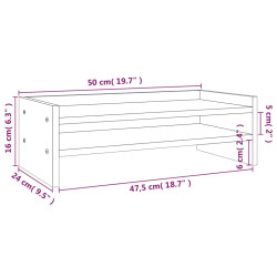 Podstawka na monitor, szara, 50x24x16 cm, lite drewno sosnowe