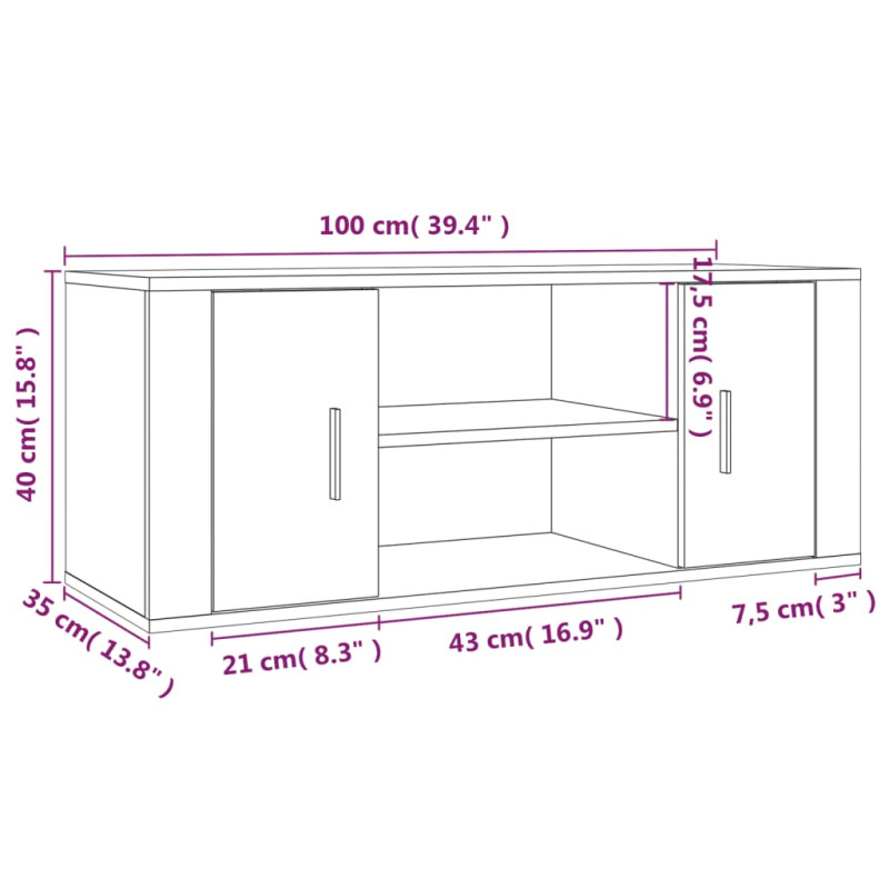 Szafka pod TV, szarość betonu, 100x35x40 cm