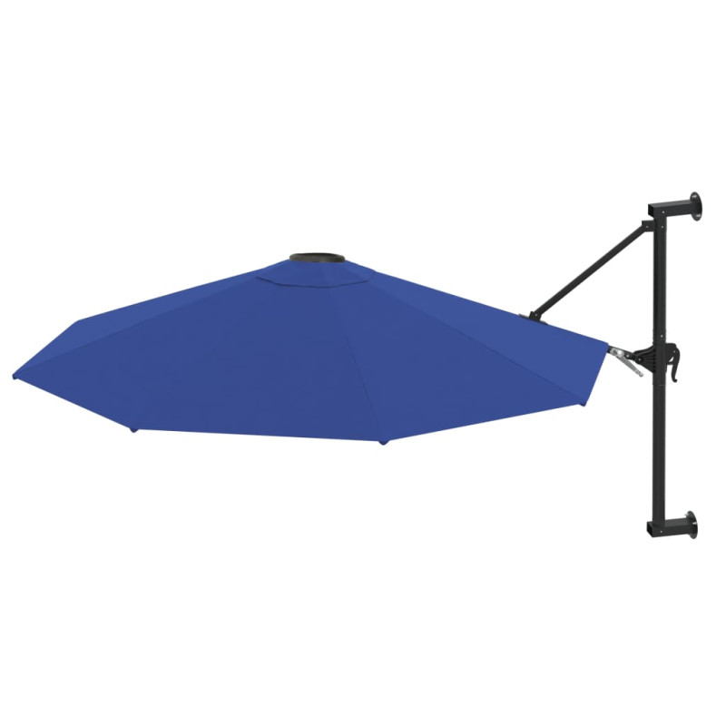 Parasol ścienny na metalowym słupku, 300 cm, niebieski
