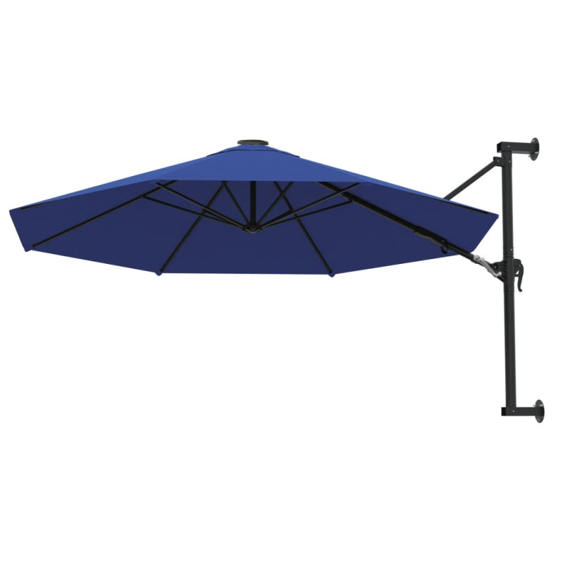 Parasol ścienny na metalowym słupku, 300 cm, niebieski