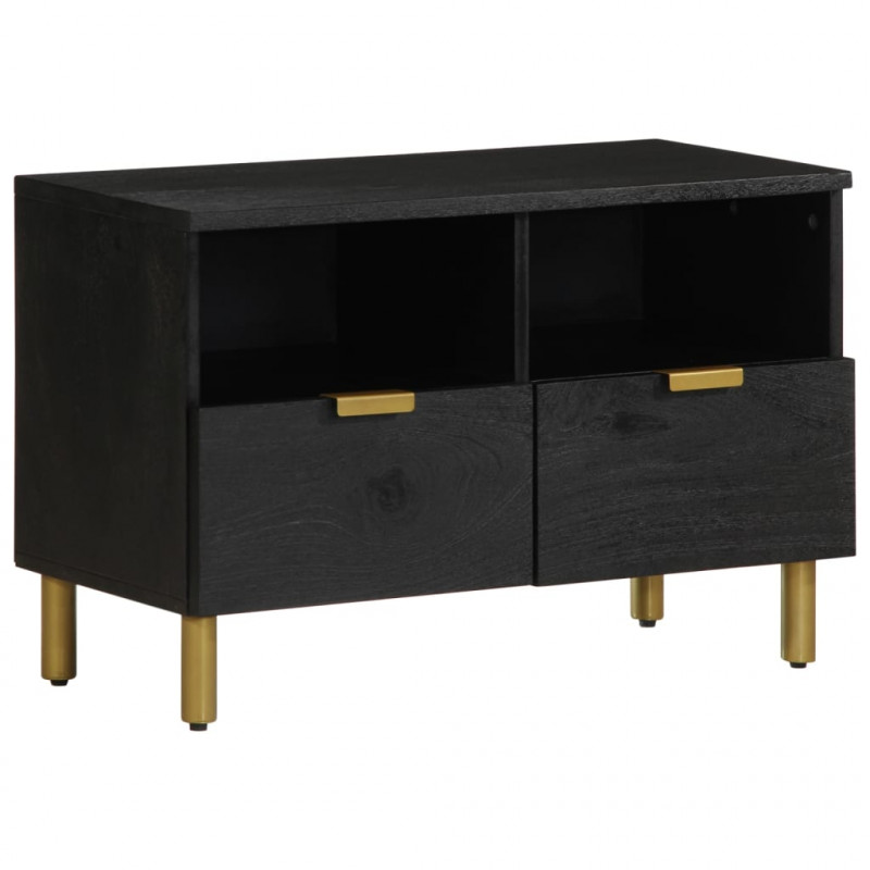 Szafka pod TV, czarna, 70x33x46 cm, materiał drewnopochodny