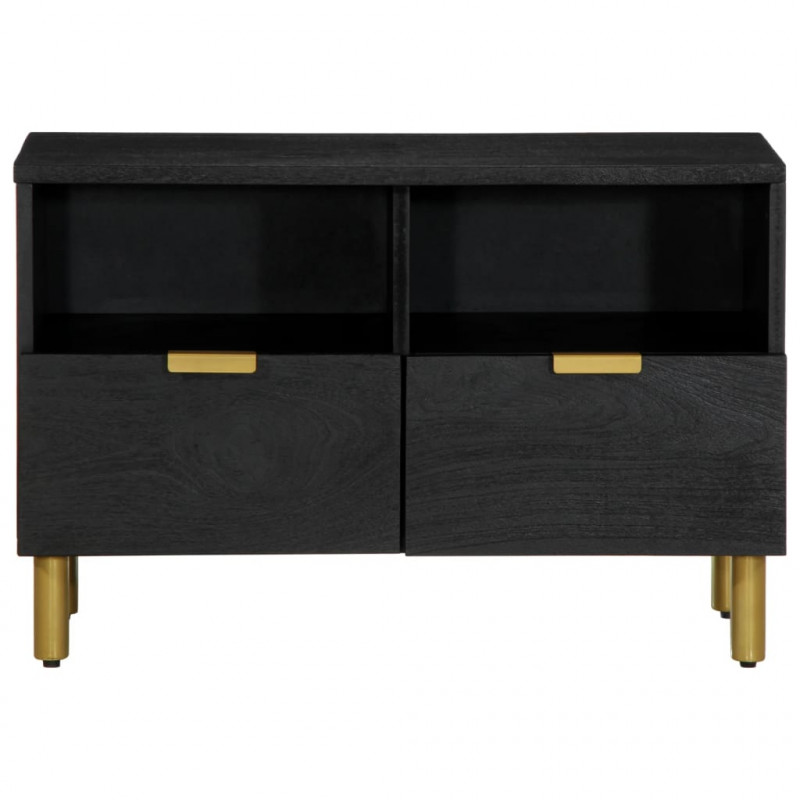 Szafka pod TV, czarna, 70x33x46 cm, materiał drewnopochodny