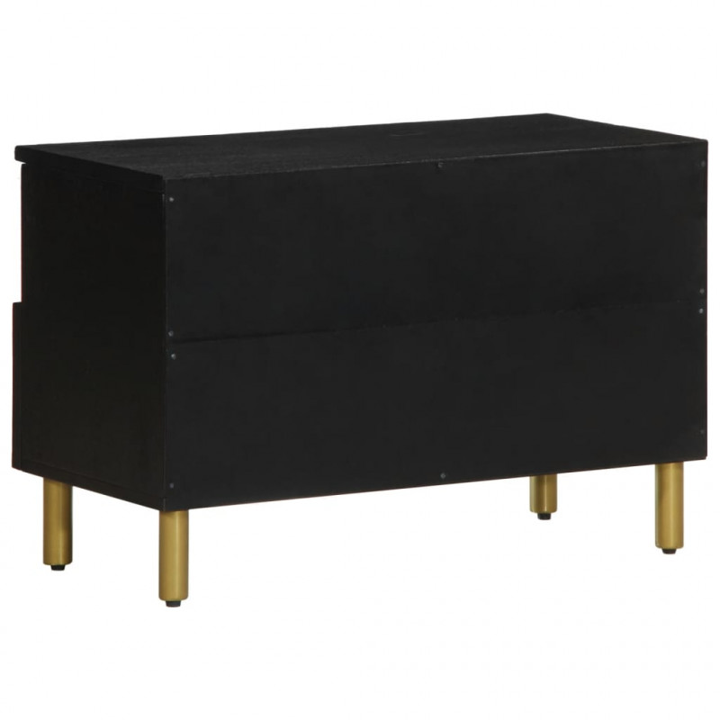 Szafka pod TV, czarna, 70x33x46 cm, materiał drewnopochodny