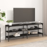 Szafka pod TV, czarna, 140x30x50 cm, materiał drewnopochodny