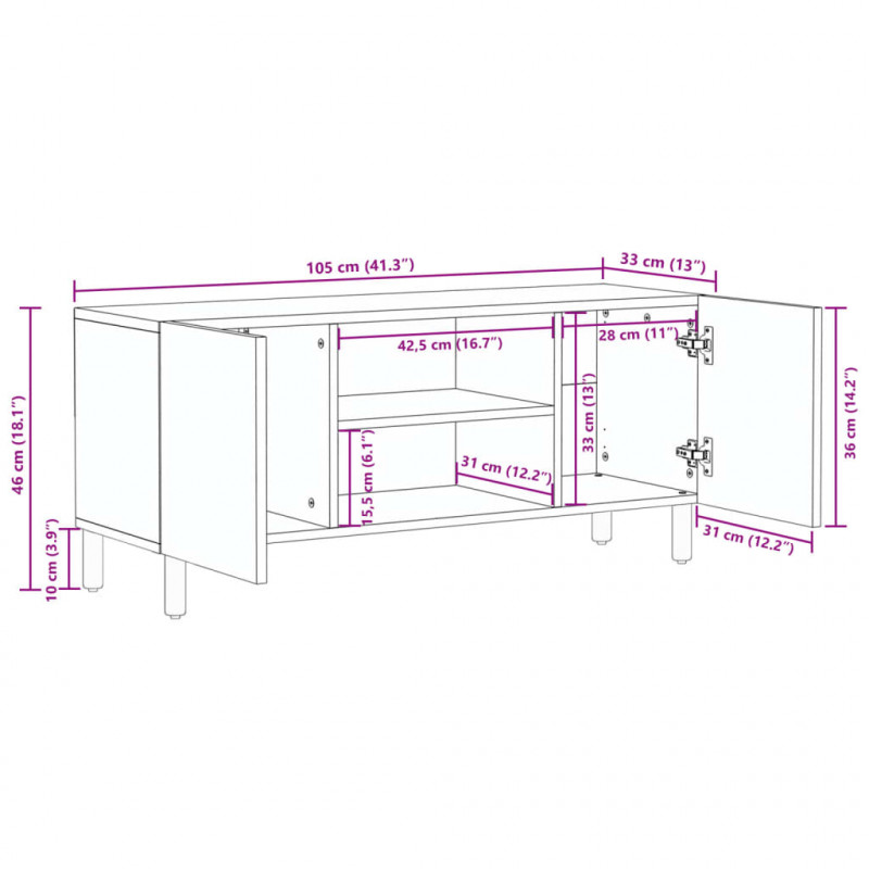Szafka pod telewizor, czarna, 105x33x46 cm