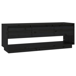 Szafka pod TV, czarna, 110,5x34x40 cm, lite drewno sosnowe