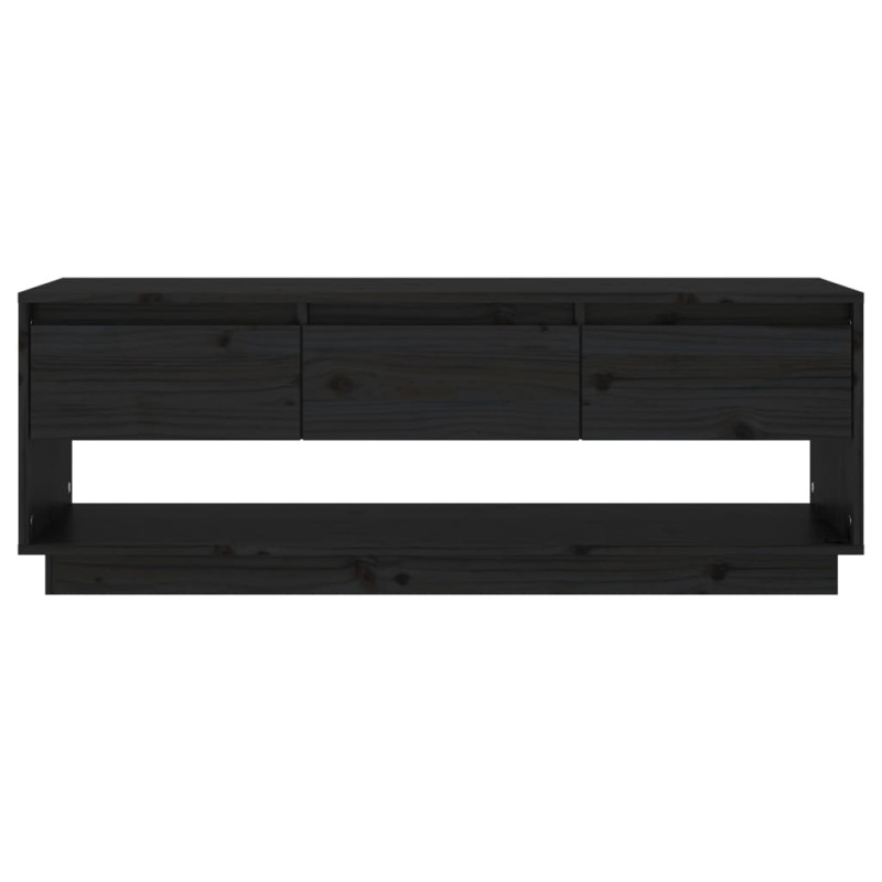 Szafka pod TV, czarna, 110,5x34x40 cm, lite drewno sosnowe