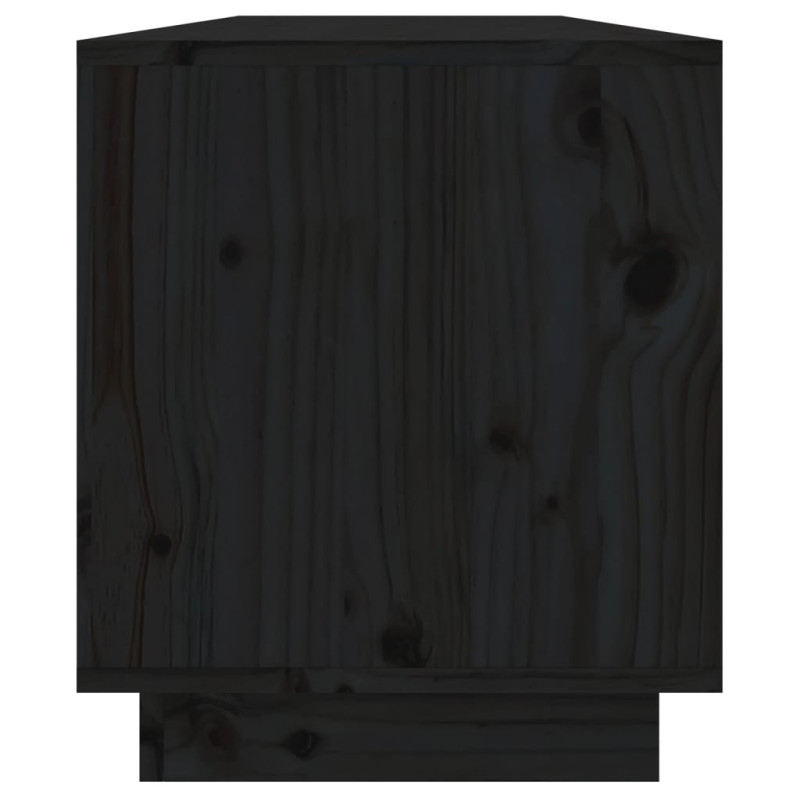 Szafka pod TV, czarna, 110,5x34x40 cm, lite drewno sosnowe
