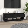 Szafka pod TV, czarna, 110,5x34x40 cm, lite drewno sosnowe