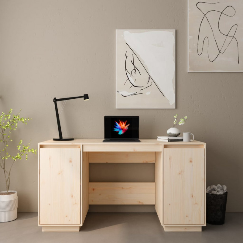 Biurko, 140x50x75 cm, lite drewno sosnowe