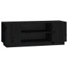 Szafka pod TV, czarna, 110x35x40,5 cm, lite drewno sosnowe