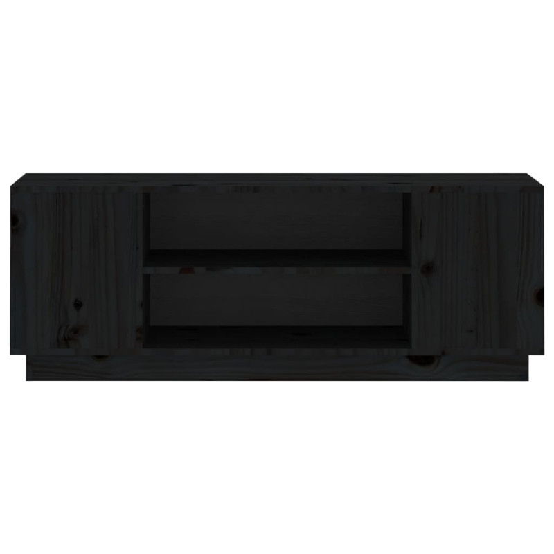 Szafka pod TV, czarna, 110x35x40,5 cm, lite drewno sosnowe