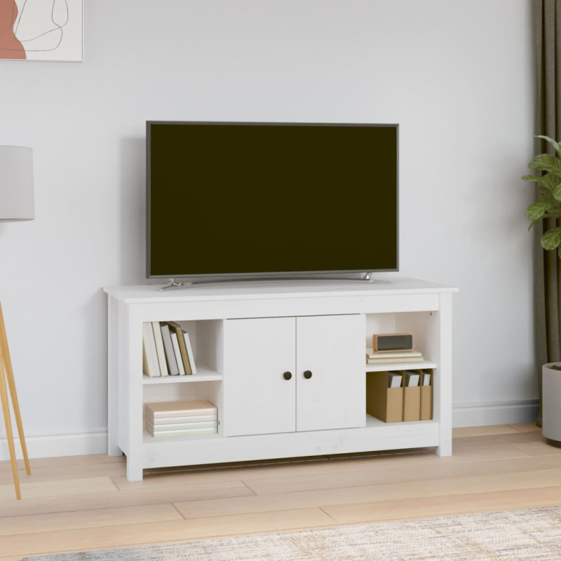 Szafka pod telewizor, biała, 103x36,5x52 cm, drewno sosnowe