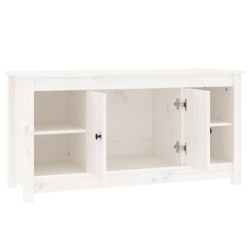 Szafka pod telewizor, biała, 103x36,5x52 cm, drewno sosnowe