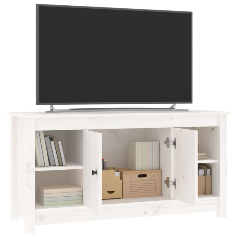 Szafka pod telewizor, biała, 103x36,5x52 cm, drewno sosnowe