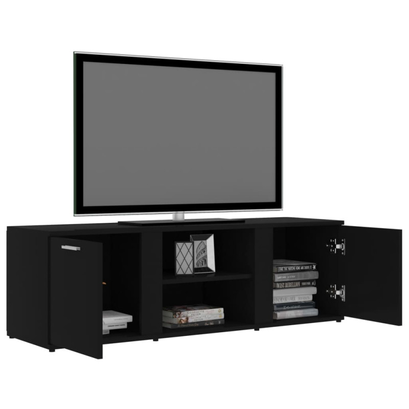 Szafka pod TV, czarna, 120x34x37 cm, materiał drewnopochodny