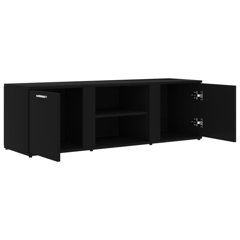 Szafka pod TV, czarna, 120x34x37 cm, materiał drewnopochodny