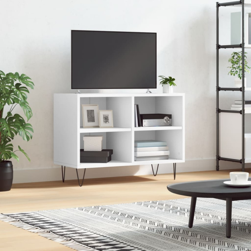 Szafka pod TV, biała, 69,5x30x50 cm, materiał drewnopochodny