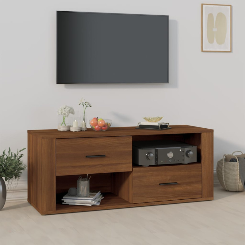 Szafka pod telewizor, brązowy dąb, 100x35x40 cm