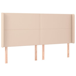 Zagłówek do łóżka z LED, cappuccino, 183x16x118/128cm, ekoskóra