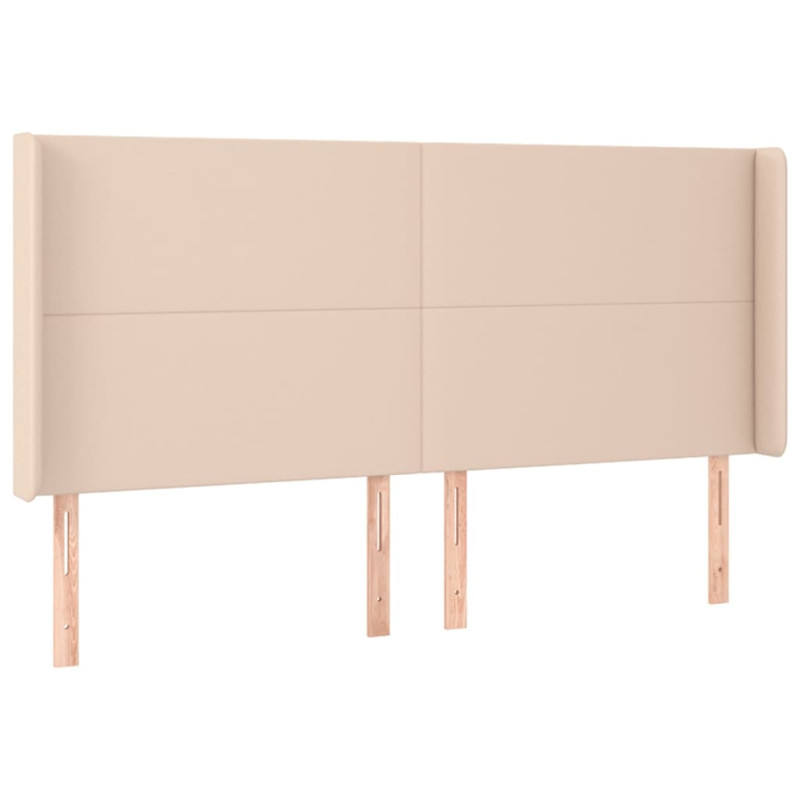 Zagłówek do łóżka z LED, cappuccino, 183x16x118/128cm, ekoskóra