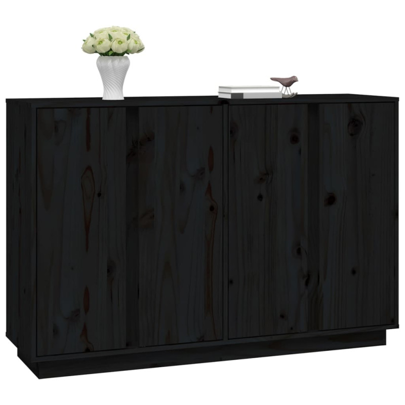 Szafka, czarna 120x35x80 cm, lite drewno sosnowe