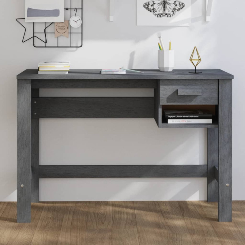 Biurko HAMAR, ciemnoszare, 110x40x75 cm, lite drewno sosnowe
