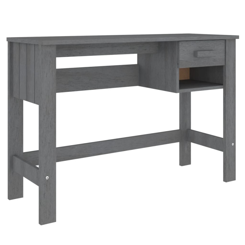 Biurko HAMAR, ciemnoszare, 110x40x75 cm, lite drewno sosnowe