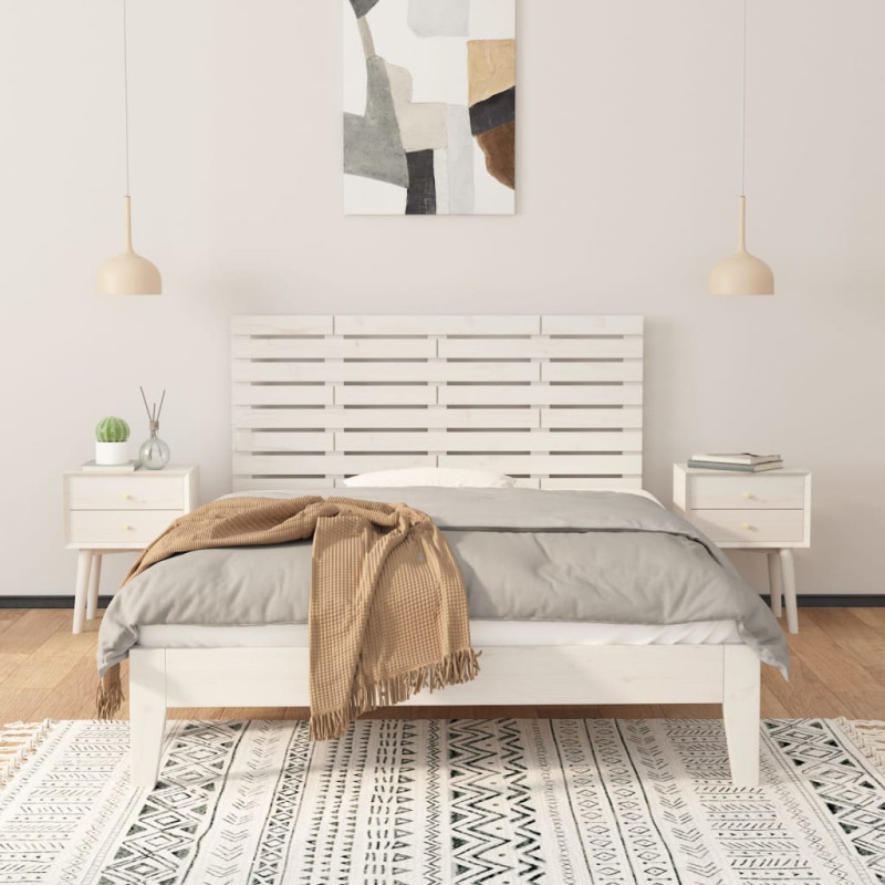 Wezgłowie łóżka, białe, 126x3x63 cm, lite drewno sosnowe