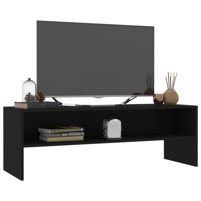 Szafka pod TV, czarna, 120x40x40 cm, materiał drewnopochodny