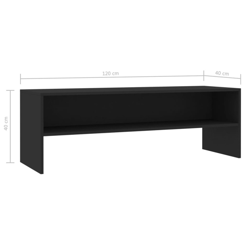 Szafka pod TV, czarna, 120x40x40 cm, materiał drewnopochodny