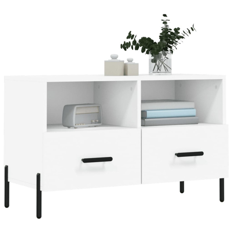 Szafka pod TV, biała, 80x36x50 cm, materiał drewnopochodny