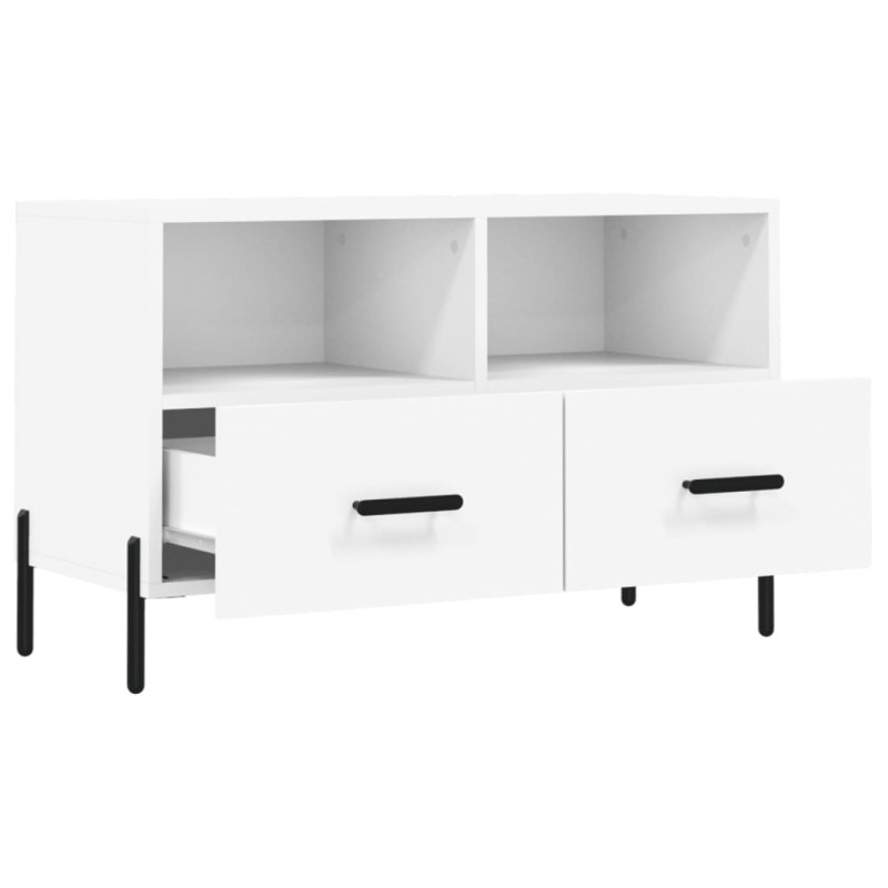 Szafka pod TV, biała, 80x36x50 cm, materiał drewnopochodny